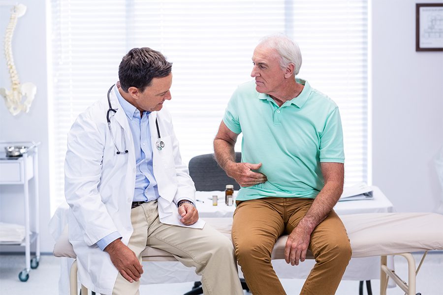 Patient talking to doctor